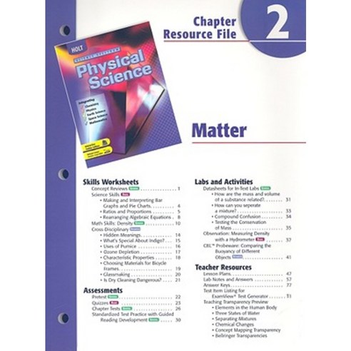 Holt Physical Science Chapter 2 Resource File: Matter Paperback, Holt ...