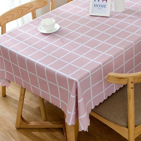 이코디 라운딩 라인 테이블 보, 핑크, 140 x 140 cm
