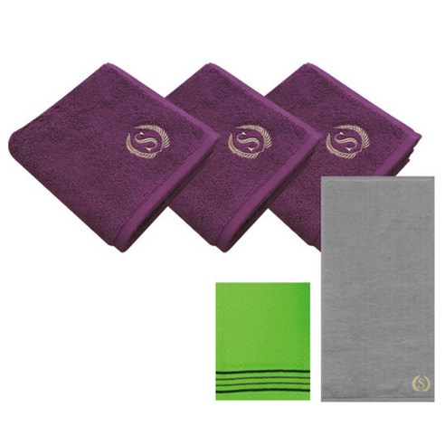 송월타올 슈퍼클래스 S70 세면타올 170g x 3p 자주 + 슈퍼클래스 B450 바스타올 + 때밀이, 회색, 1세트