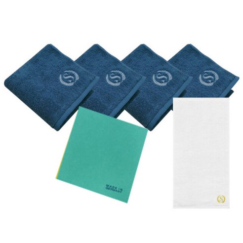 송월타올 슈퍼클래스 S70 세면타올 170g x 4p 파랑 + 슈퍼클래스 B450 바스타올 + 독일행주 랜덤 발송, 흰색, 1세트