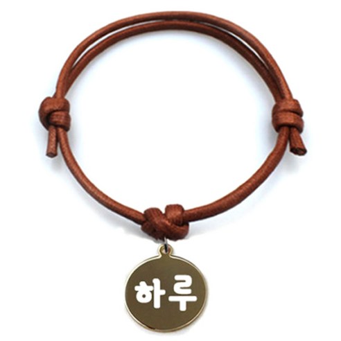 펫츠룩 굿모닝 카라멜 반려동물 목걸이 M + 메탈원형 팬던트 M, 골드(하루), 1개