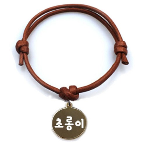 펫츠룩 굿모닝 카라멜 반려동물 목걸이 M + 메탈원형 팬던트 S, 골드(초롱이), 1개