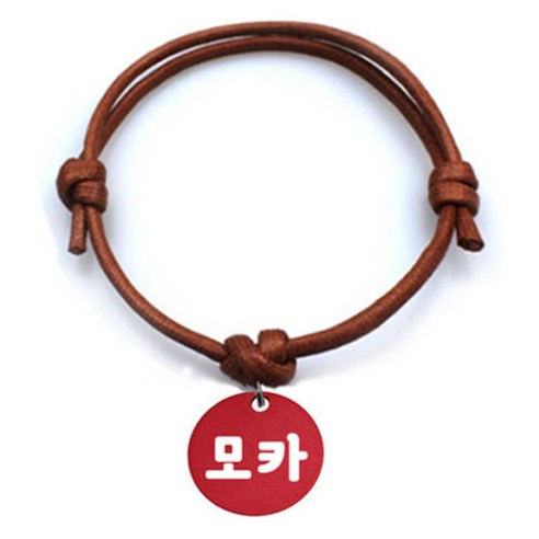 펫츠룩 굿모닝 카라멜 반려동물 목걸이 M + 알미늄원형 팬던트 M, 레드(모카), 1개
