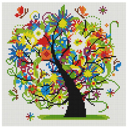 아트조이 DIY 보석 십자수 키트 25 x 25 cm, 무지개 트리, 1개