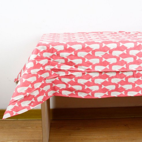 이코디 웨일 패턴 테이블 보, 핑크, 100 x 140 cm