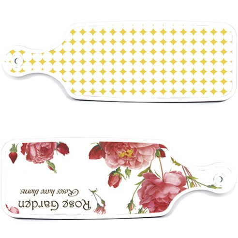 로엠디자인 서빙 도마 보드 2p Rose Garden 세트, Rose Garden, 원형 패턴 파스텔 옐로우, 1세트