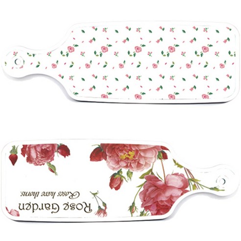 로엠디자인 서빙 도마 보드 2p Rose Garden 세트, Rose Garden, 적자색 장미 화이트, 1세트