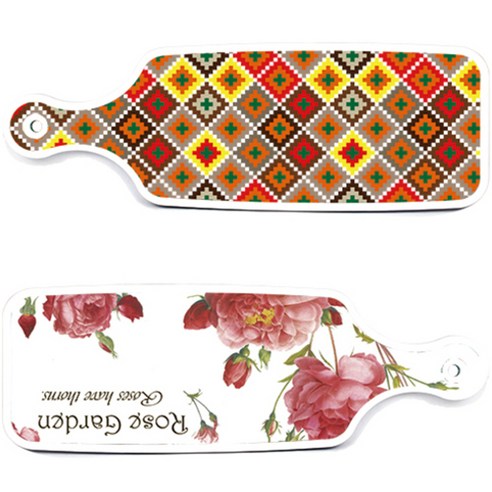 로엠디자인 서빙 도마 보드 2p Rose Garden 세트, Rose Garden, 체크 라인 다이아, 1세트