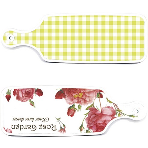 로엠디자인 서빙 도마 보드 2p Rose Garden 세트, Rose Garden, 체크 파스텔 연두, 1세트