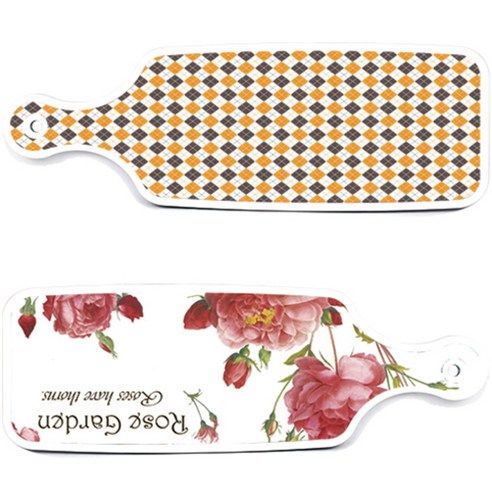 로엠디자인 서빙 도마 보드 2p Rose Garden 세트, Rose Garden, 잉글랜드 행황색 체크, 1세트