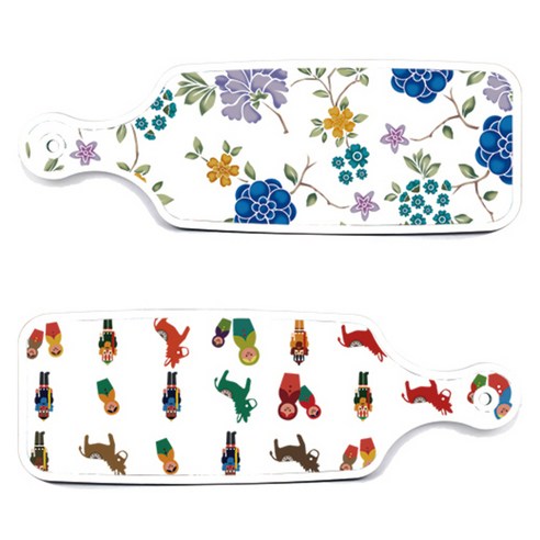 Loem 디자인 서빙 양면도마 마트로시카, 마트로시카, 로맨틱 블루 floral 화이트, 1개