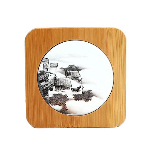 리빙팝 세라믹 전통 대나무 코스터 컵받침, F