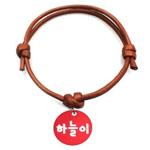펫츠룩 굿모닝 카라멜 반려동물 목걸이 M + 알미늄원형 팬던트 S, 레드(하늘이), 1개