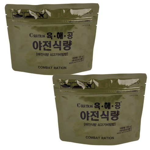 육해공 야전식량 쇠고기 비빔밥, 2개, 100g