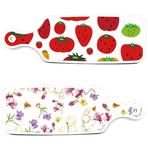 로엠 디자인 서빙 도마 2p 딸기형상 보드 세트, 딸기형상, 로맨틱청자색floral, 1세트