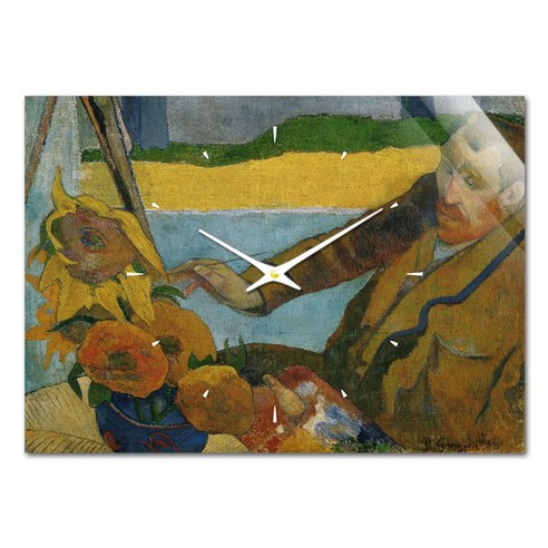 더윤 레티나 명화 벽시계 42 x 30 cm, 고갱 해바라기를 그리는 빈센트반고흐