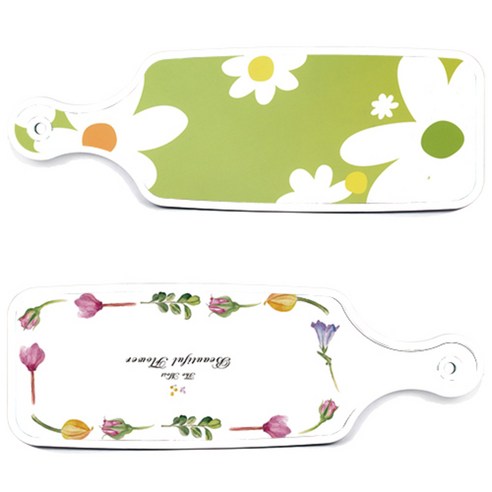 로엠디자인 서빙 도마 보드 2p 로맨틱 패턴 플라워 라인 세트, 로맨틱 패턴 플라워 라인, floral design 하얀 개나리, 1세트