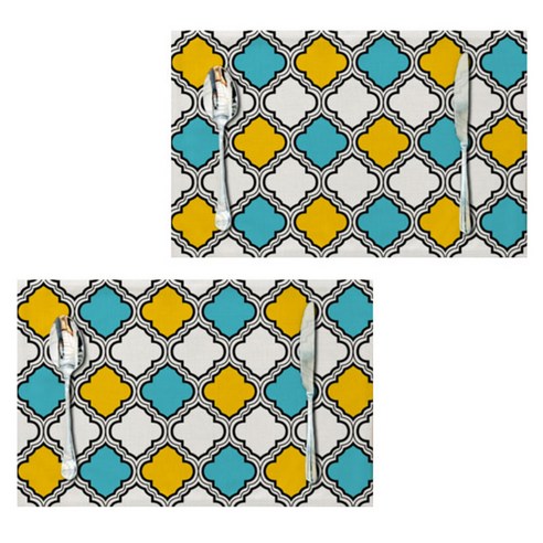 아울리빙 북유럽풍 파스텔 패턴 식탁매트 2p, H, 44 x 28 cm