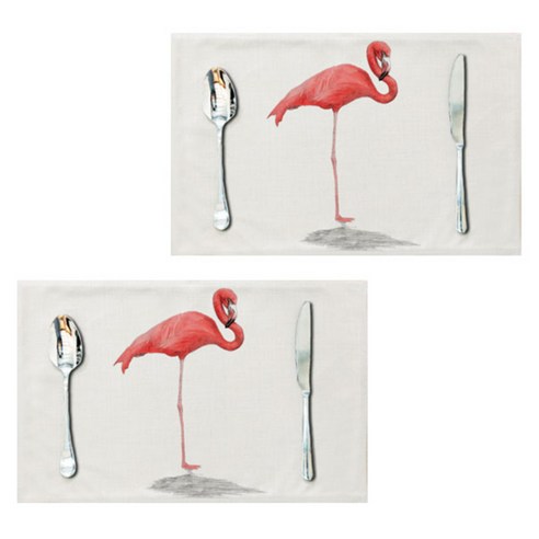 아울리빙 아이러브 플라밍고 식탁매트 2p, G, 44 x 28 cm