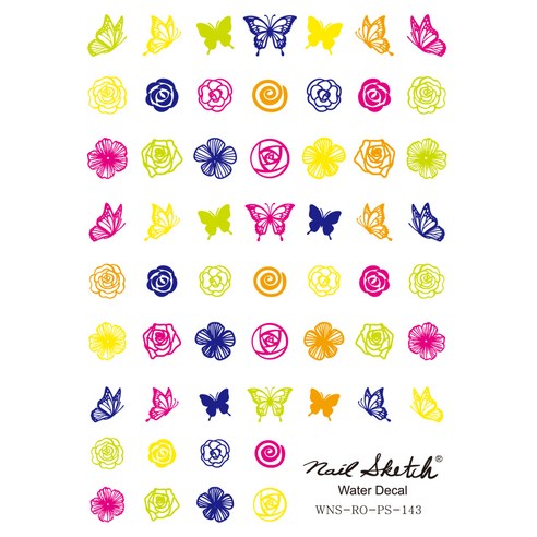 네일스케치 워터데칼 팝 아트, 143 나비 형광, 1개