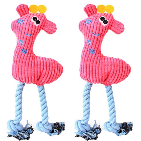 에이프릴 반려동물 기린 봉제 로프 인형 장난감 29 x 10 x 4 cm, 핑크, 2개입