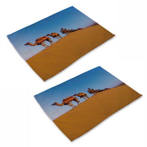 아울리빙 사막의 낙타 식탁매트 2p, D, 42 x 32 cm