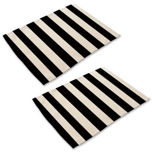 아울리빙 블랙패턴 디자인 식탁매트 2p, D, 42 x 32 cm