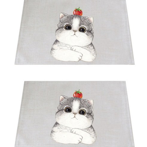 아울리빙 예쁜 고양이들 식탁매트 2p, D, 42 x 32 cm