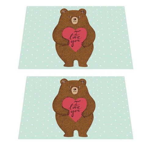 아울리빙 아이러브 곰돌이 식탁매트 2p, C, 42 x 32 cm