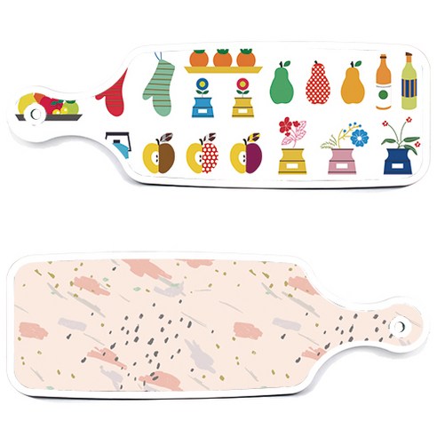 로엠디자인 클립아트과일 서빙 도마 보드 2p 세트, 패턴자국,클립아트과일, 1세트