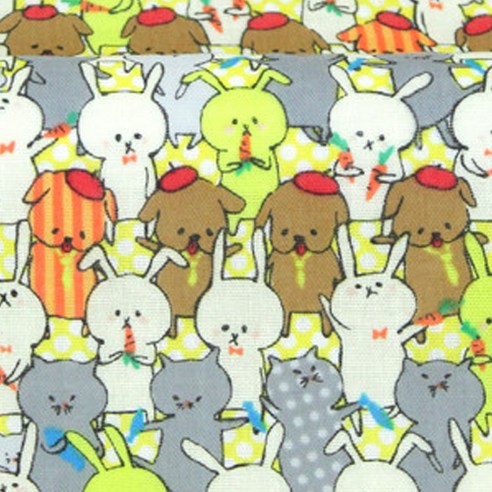 코카 코튼 더블거즈 트레플 애니멀프렌드 패브릭원단, 옐로우