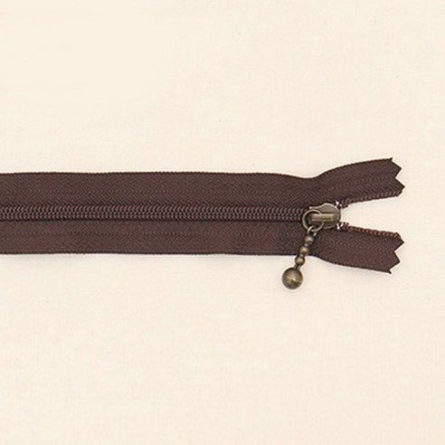 YKK 슬림 코일 지퍼 내추럴 20cm, 브라운, 10개입