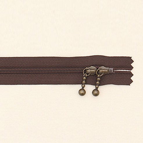 YKK 슬림 코일 지퍼 내추럴 40cm, 브라운, 10개입