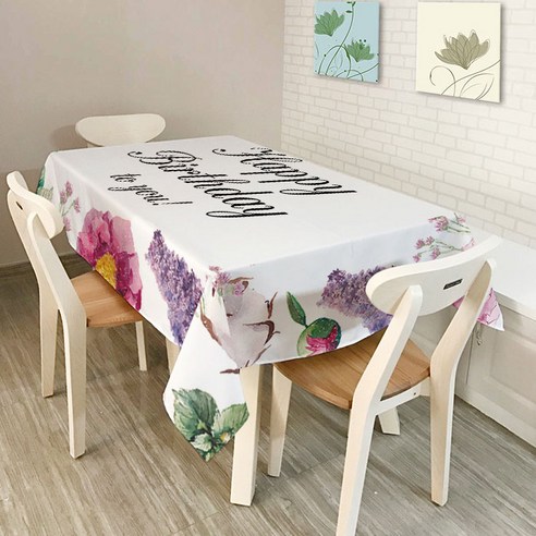 아울리빙 워터컬러 키친 테이블커버, F, 140 x 140 cm