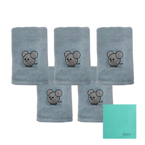 송월타월 12간지 캐릭터 세면타올 5p + 독일행주 랜덤 발송, 제리(하늘), 1세트