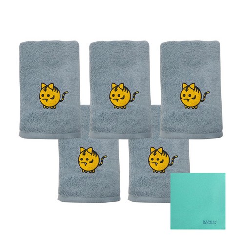 송월타월 12간지 캐릭터 세면타올 5p + 독일행주 랜덤 발송, 호랑(하늘), 1세트