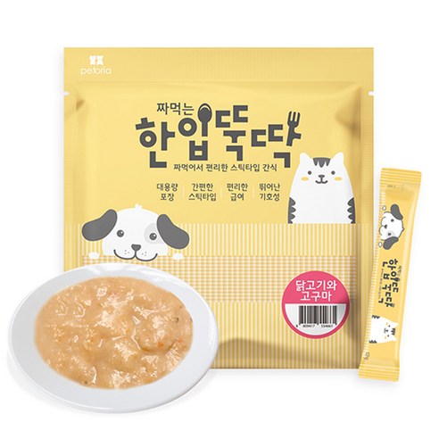 한입뚝딱 짜먹는 강아지 스틱타입 간식 12g, 닭고기 + 고구마 혼합맛, 70개