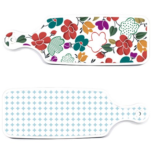 로엠디자인 서빙 도마 보드 2p 원형패턴파스텔블루 세트, 원형패턴파스텔블루, floral 목련 혼합, 1세트