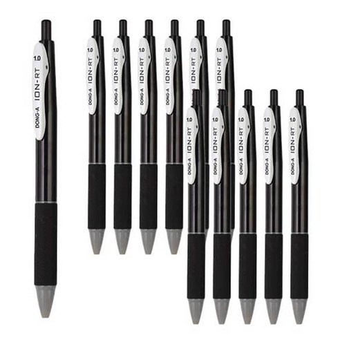 동아 이온RT 볼펜 1.0mm, BLACK, 12개입