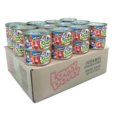 러비더비 강아지 간식 캔 100g, 치킨 + 비프 혼합맛, 24개