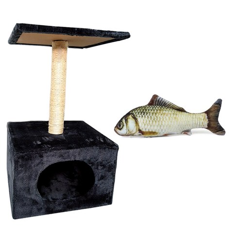 인터팝 냥냥 켓타워 + 잉어 캣닢 쿠션 40cm, B, 1세트