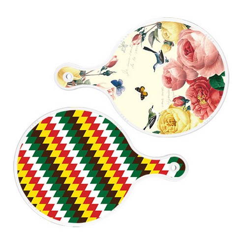 로엠디자인 서빙 원형 보드 도마 PrettyRoses 2p 세트, PrettyRoses, 5색다이아패턴, 1세트