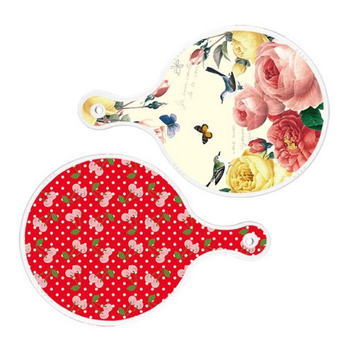로엠디자인 서빙 원형 보드 도마 PrettyRoses 2p 세트, PrettyRoses, 레드체리, 1세트