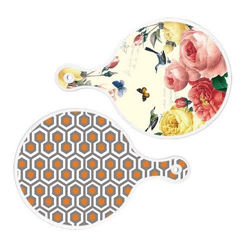 로엠디자인 서빙 원형 보드 도마 PrettyRoses 2p 세트, PrettyRoses, 샤이닝패턴, 1세트