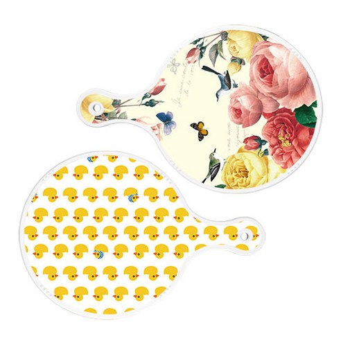 로엠디자인 서빙 원형 보드 도마 PrettyRoses 2p 세트, PrettyRoses, 오리, 1세트