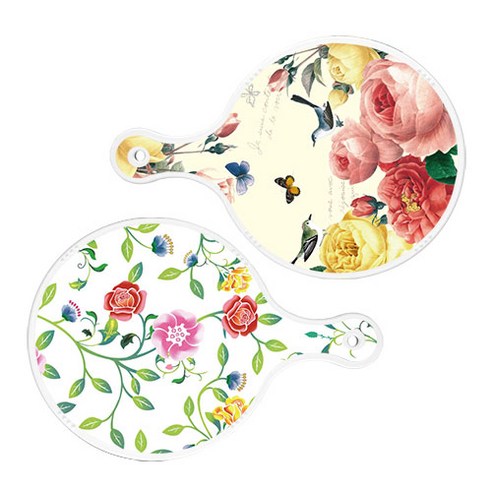 로엠디자인 서빙 원형 보드 도마 PrettyRoses 2p 세트, PrettyRoses, 로맨틱장미, 1세트