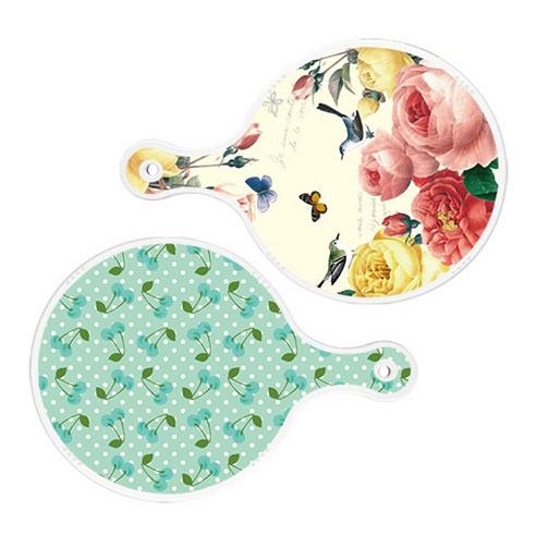 로엠디자인 서빙 원형 보드 도마 PrettyRoses 2p 세트, PrettyRoses, 옥색체리, 1세트