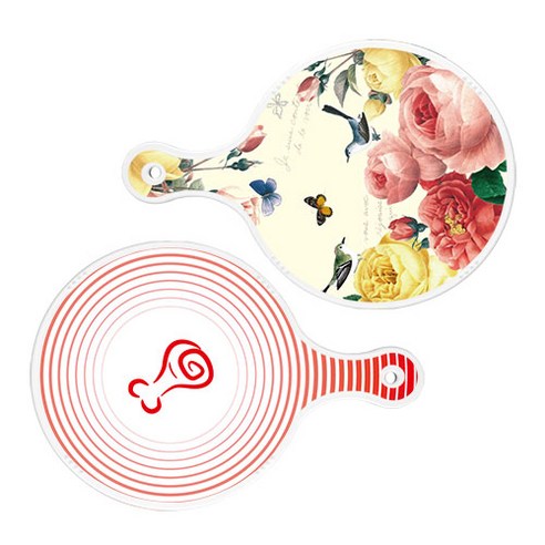 로엠디자인 서빙 원형 보드 도마 PrettyRoses 2p 세트, PrettyRoses, 고기라인레드, 1세트