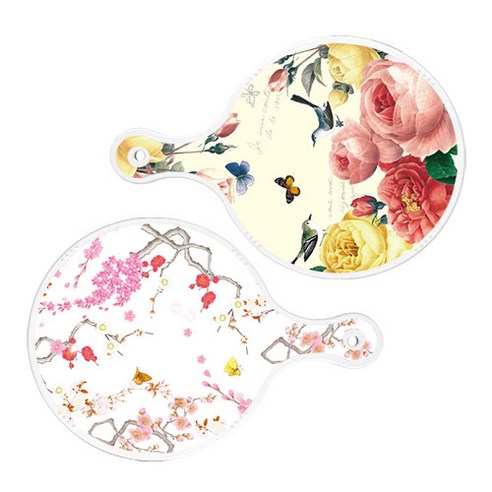 로엠디자인 서빙 원형 보드 도마 PrettyRoses 2p 세트, PrettyRoses, 로맨틱연지색floral, 1세트