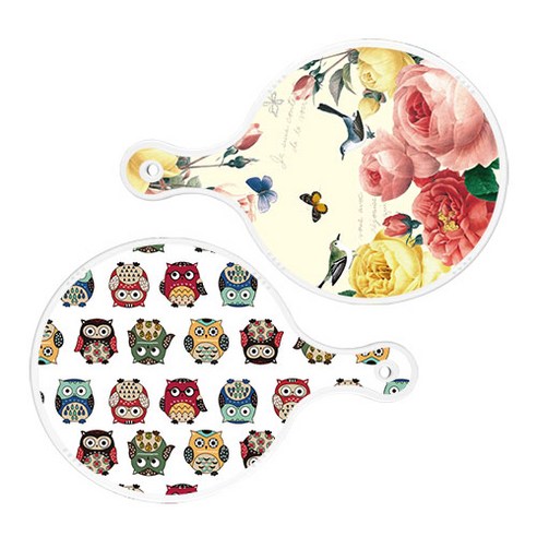 로엠디자인 서빙 원형 보드 도마 PrettyRoses 2p 세트, PrettyRoses, Cute부엉이, 1세트